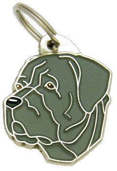 Cane corso cinza <br> (placa de identificação para cães, Gravado incluído)